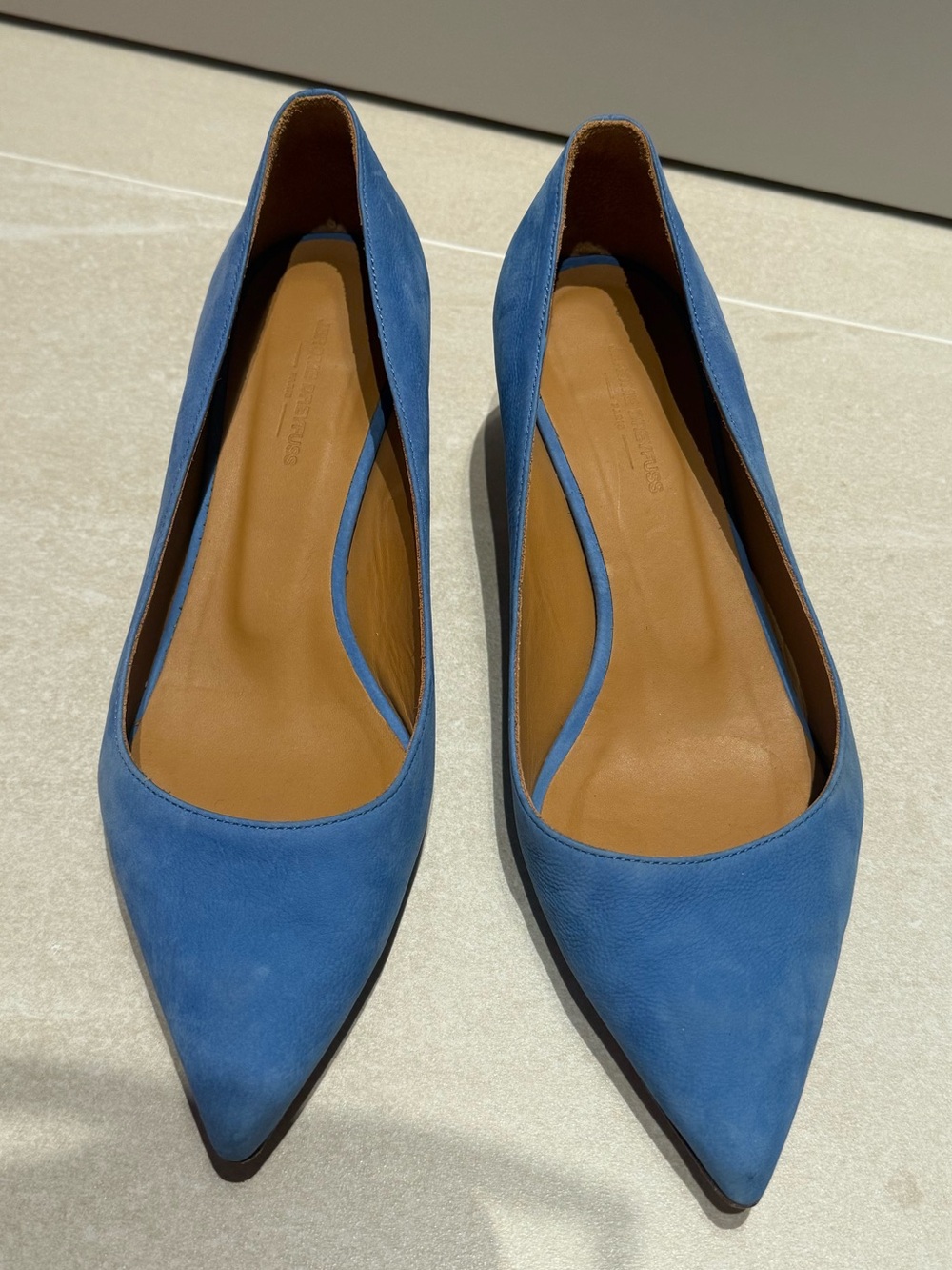 Jerome Dreyfuss Blue Pointed-Toe Suede Heels